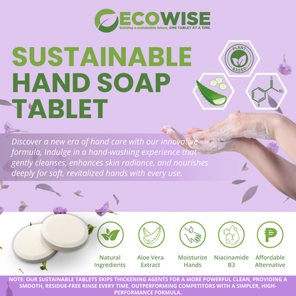 3L + 1L Free Ecowise Hand Soap Tablet - Natural Lavender Scent with Niacinamide B3 and Aloe Vera Extract